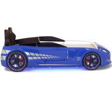 Дитяче ліжко машина GTR Blue 190х90 см з підсвіткою, музикою, шкіряний салон, пультом
